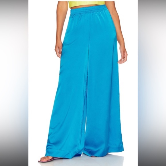SHOW ME YOUR MUMU irwin pants in blue  luxe satin size 2X - Picture 3 of 8